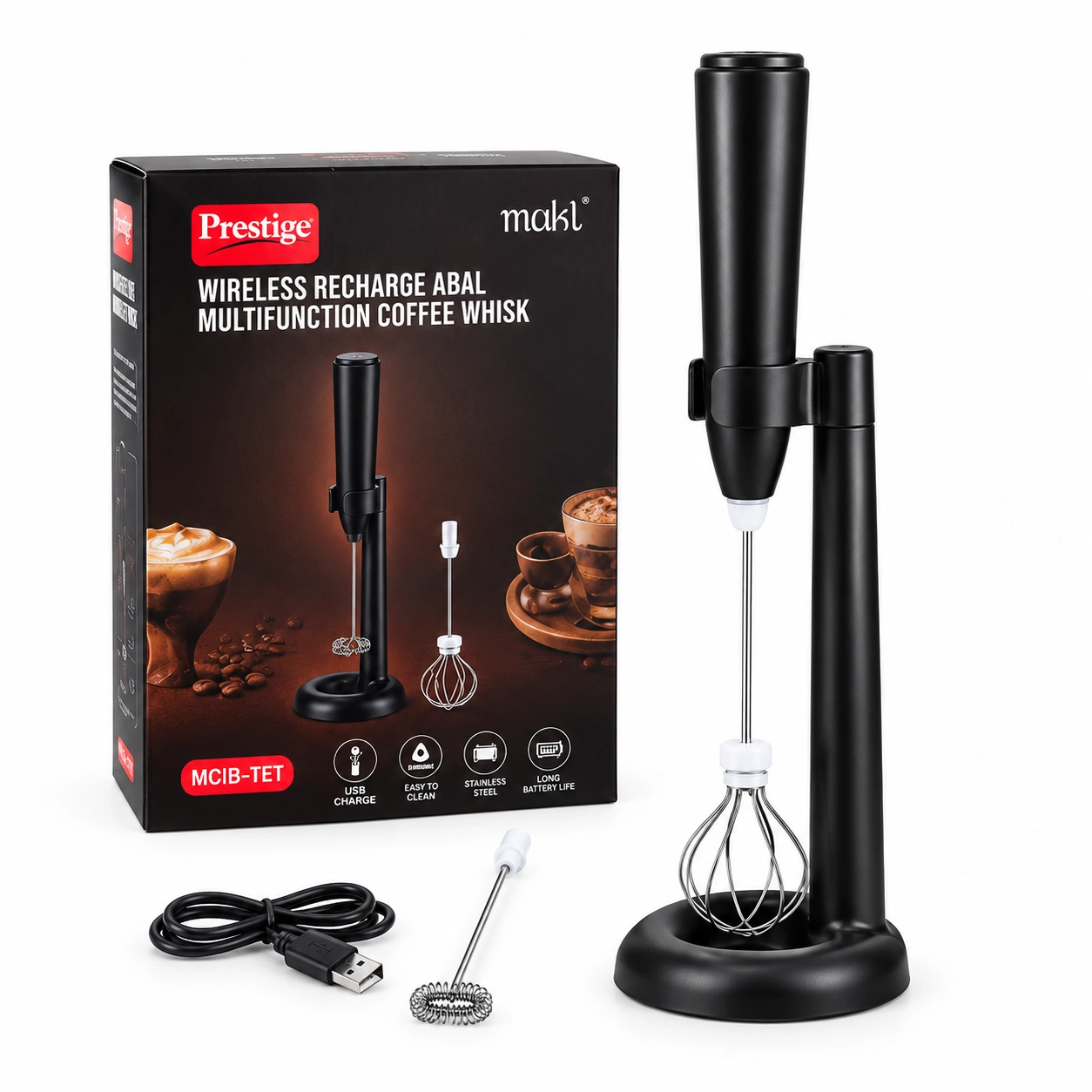 Prestige Mukti Wireless Rechargeable | Multifunction Coffee Whisk